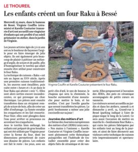 Article de presse sur la création d'un four RAKU au Thoureil pour les JEMA