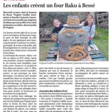 Article de presse sur la création d'un four RAKU au Thoureil pour les JEMA